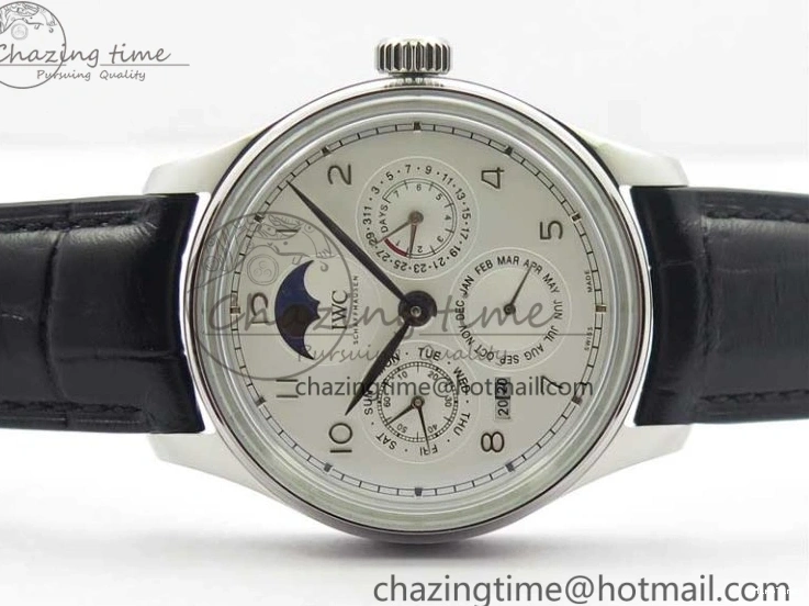 MIROTIME 0216 Portugieser Perpetual Calendar IW503301 V9F 1:1 Best Edition Silver Dial on Black Leather Strap A EyeCatching 7116